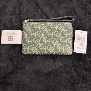 Coach Green and Red Wristlet